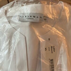 Harshman White Cotton Blouse Crisp Top